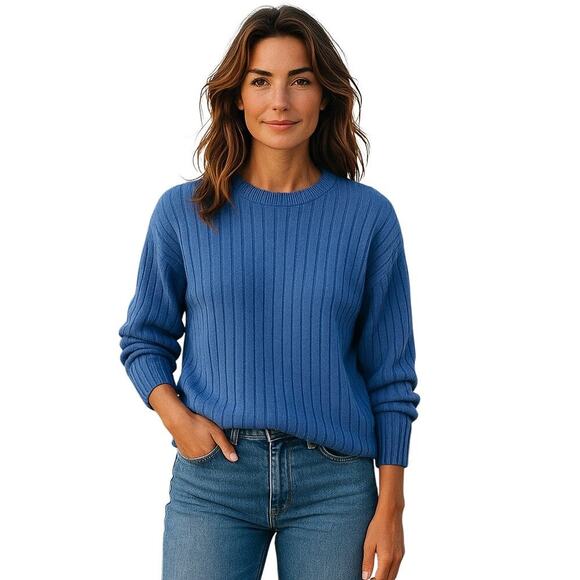 Aerie Beyond Cozy Crew Neck Slouchy Blue Sweater size Small - Picture 1 of 6